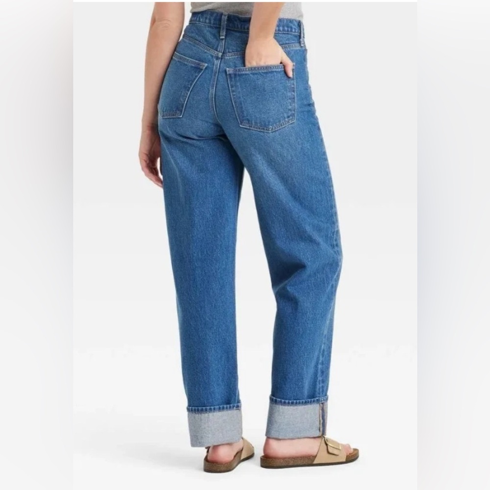 Universal Thread Mid Rise 90s Baggy Jeans Size 14 Cuffed Hem Dark Wash NWT - Picture 3 of 11